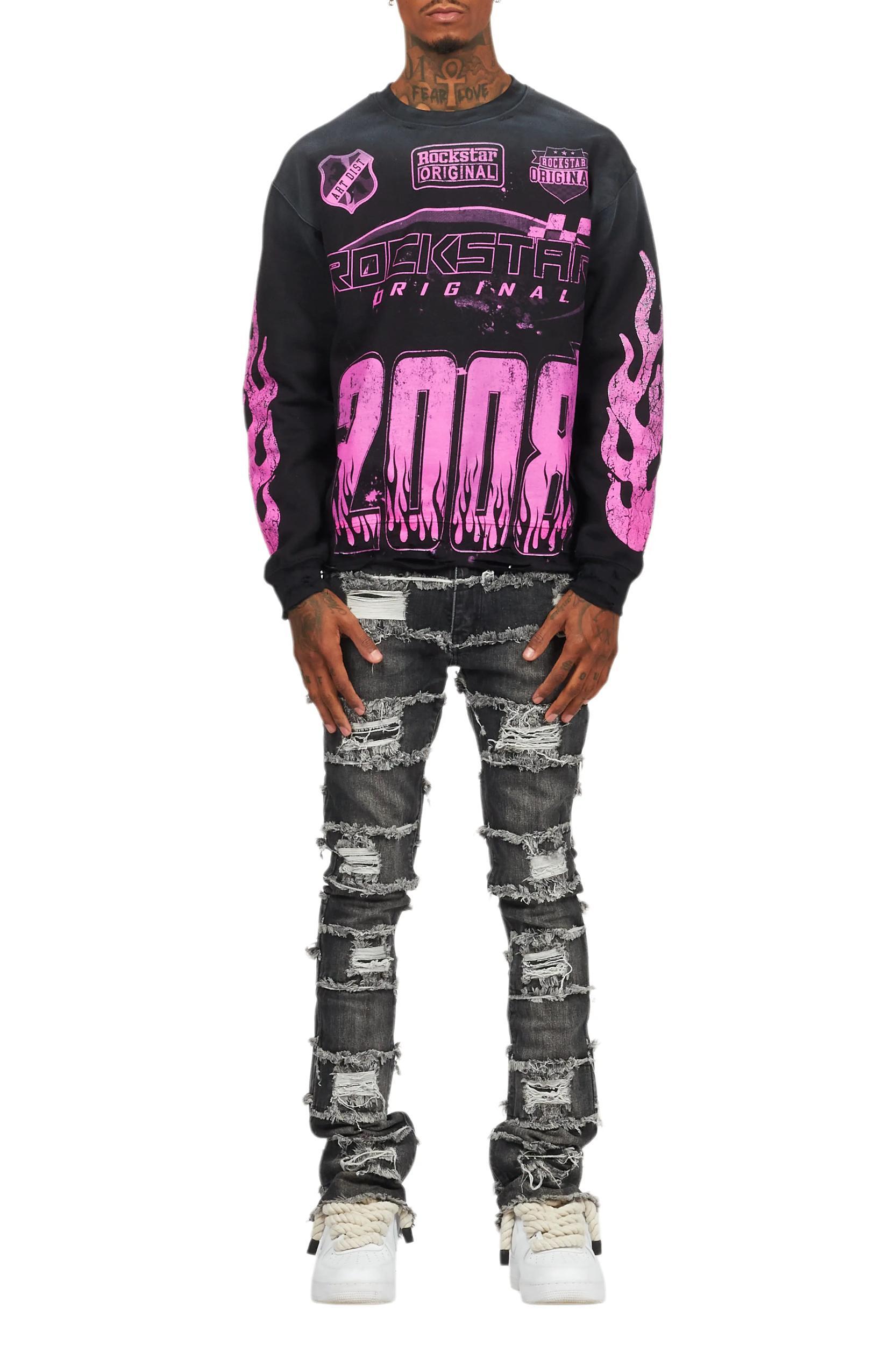 Amos Black/Pink Graphic Crewneck Male Product Image