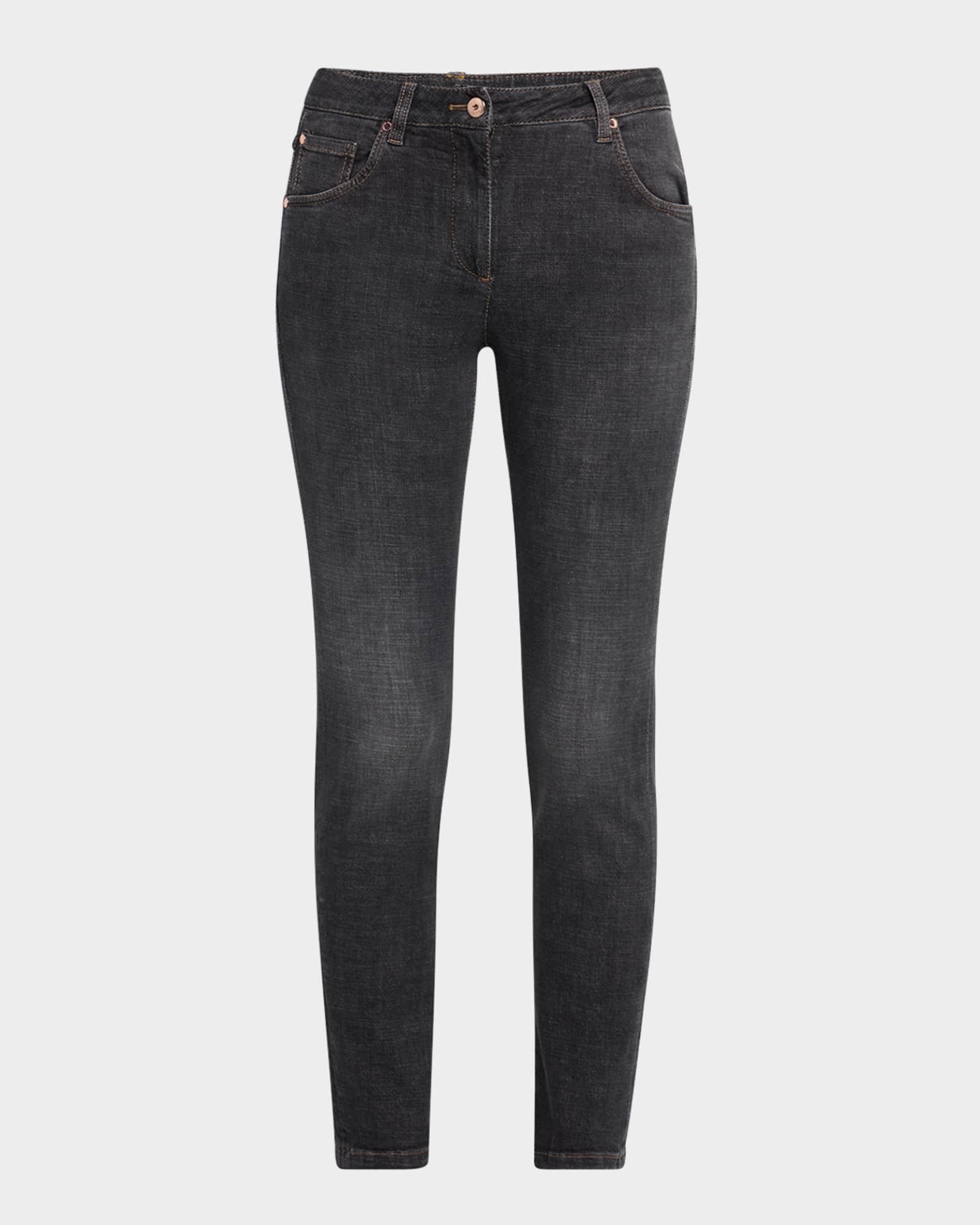 Mid-Rise Slim-Leg Ankle Denim Jeans Product Image