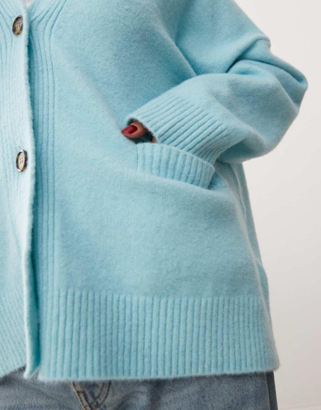 Monki knit button front oversized cardigan in blue Product Image