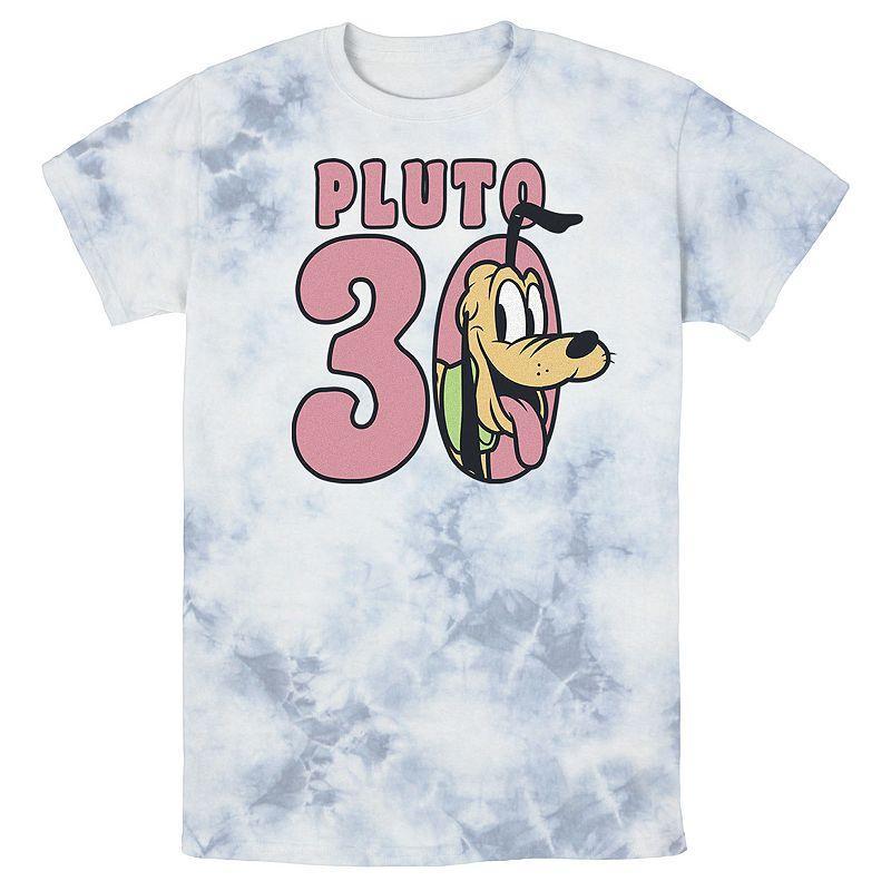 Men's Disney Mickey And Friends Pluto 30 Portrait Bomabrd Wash Tee, Size: Small, Blue Pink Light Yellow Product Image