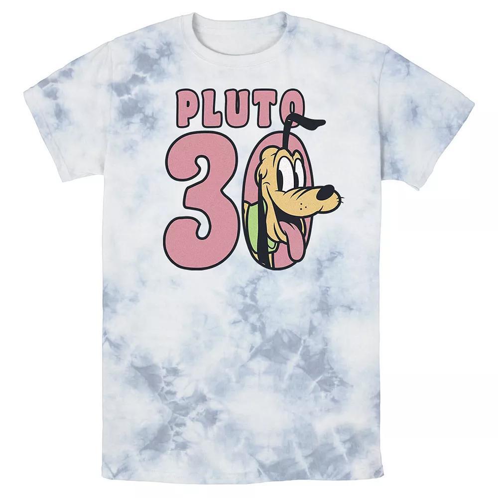 Men's Disney Mickey And Friends Pluto 30 Portrait Bomabrd Wash Tee, Size: Small, Blue Pink Light Yellow Product Image