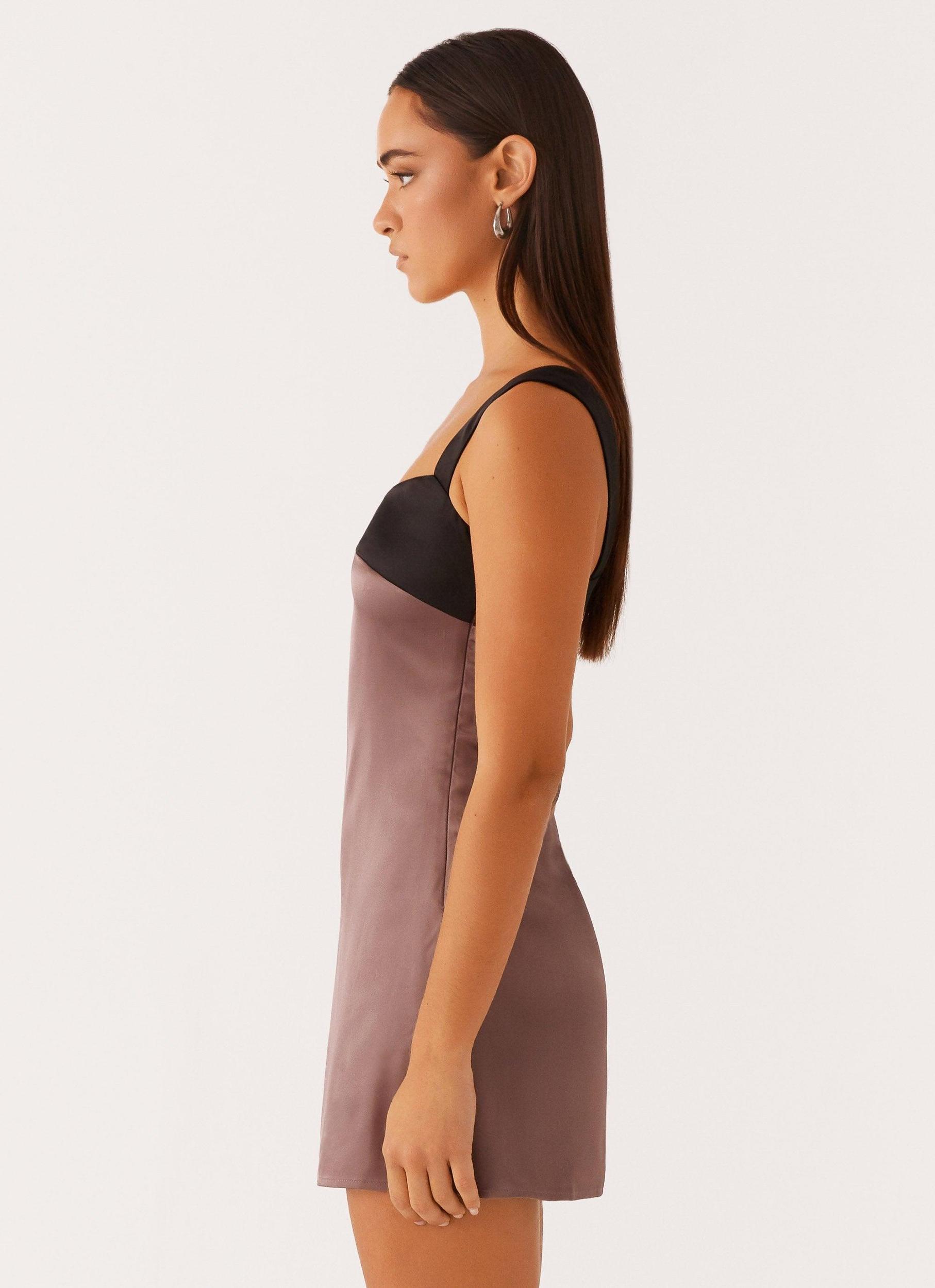 Odette Satin Mini Dress - Steel Me Away Product Image