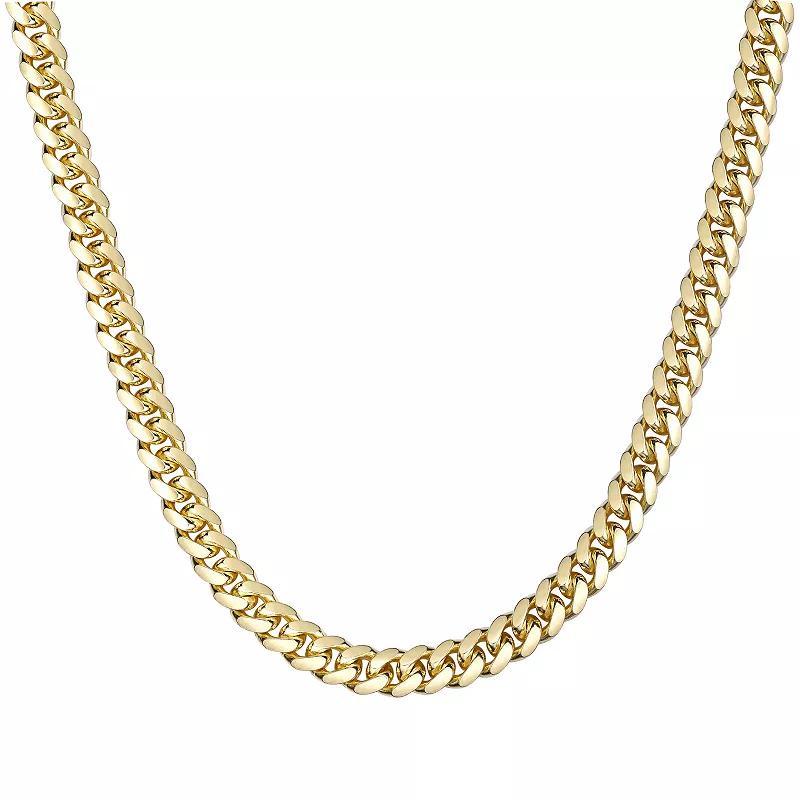 Men's LYNX 14k Gold Over Silver 8.6mm Miami Cuban Chain Necklace, Size: 24", Gold Tone Product Image