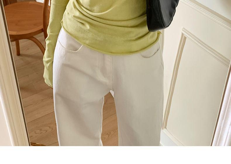 Long-Sleeve Round Neck Plain T-Shirt Product Image