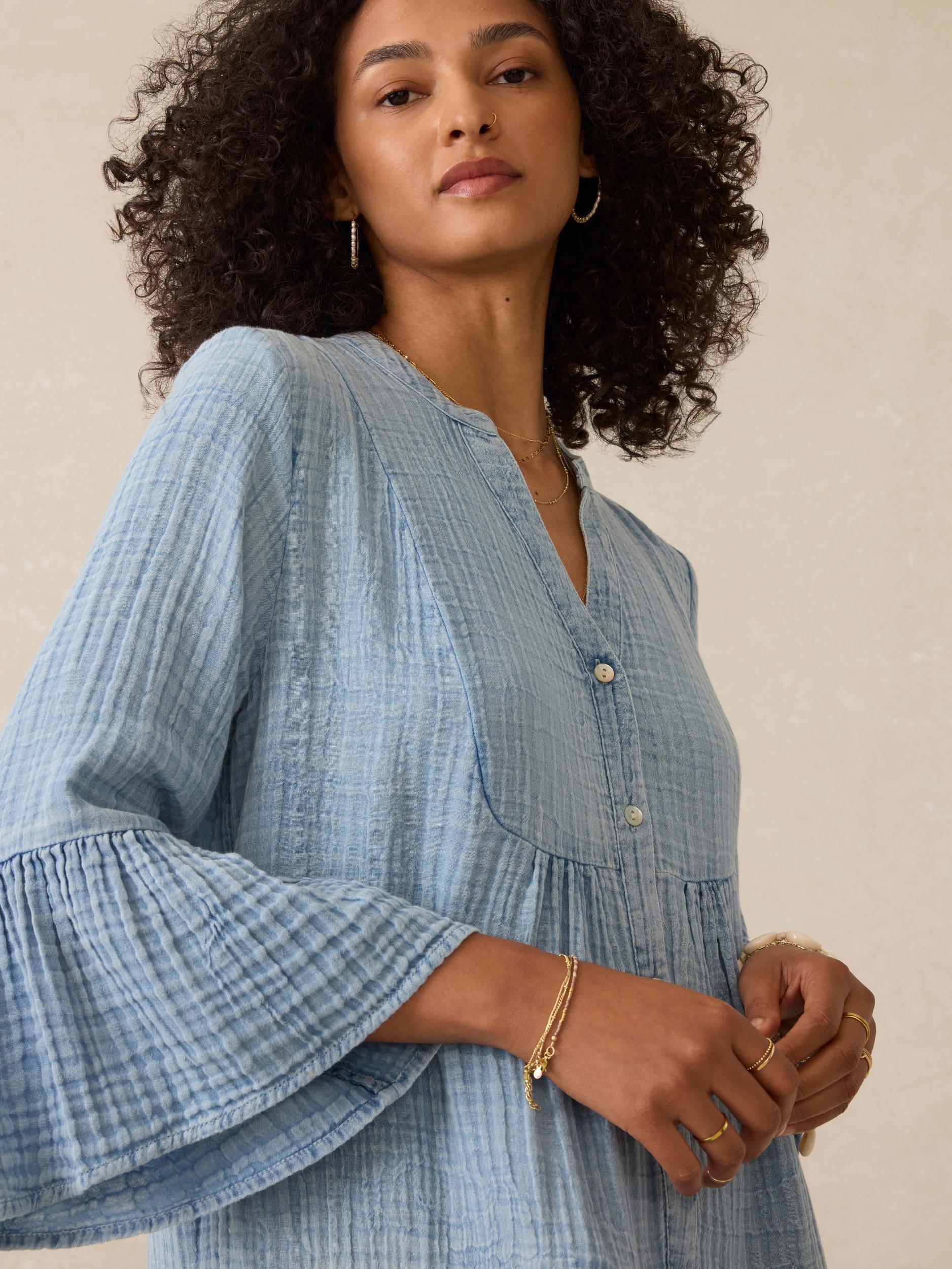 Dune Cotton Gauze Kasey Dress - Light Indigo Wash Female Product Image