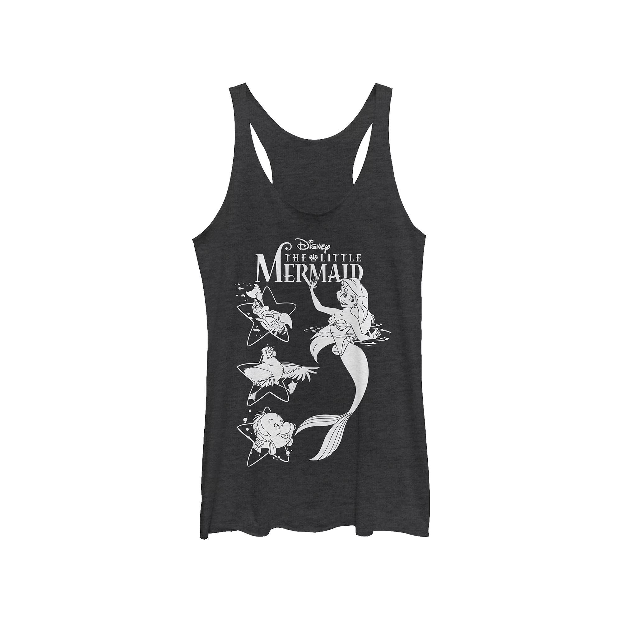 Disney's The Little Mermaid Juniors' Ariel And Friends Rackerback Graphic Tank, Women's, Size: Small, Black Grey Product Image