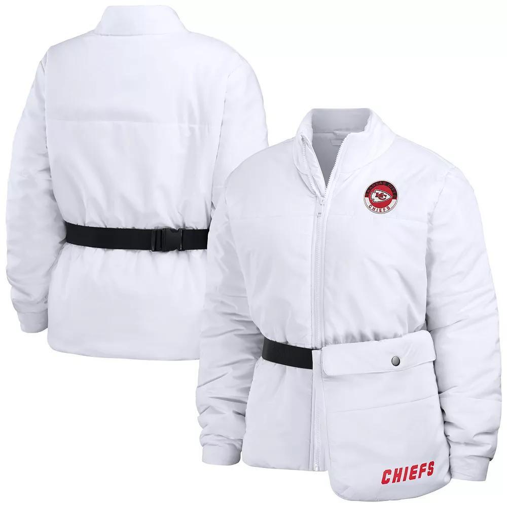 Women's WEAR by Erin Andrews  White Kansas City Chiefs Packaway Full-Zip Puffer Jacket, Size: 2XL Product Image