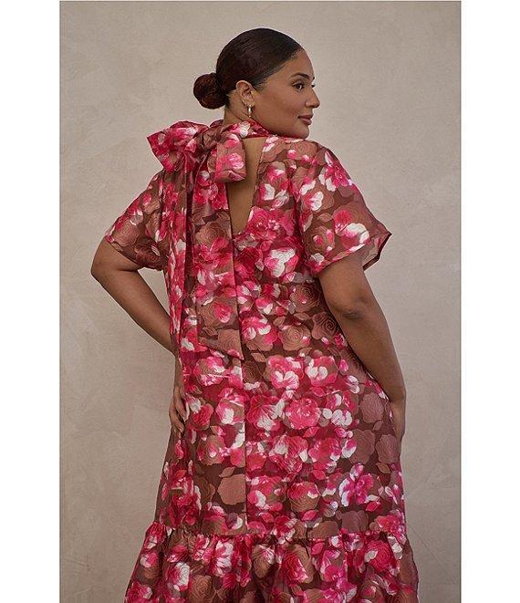 Sugarlips Plus Size Mersin Floral Printed Organza Overlay Long Camisole Maxi Dress Product Image