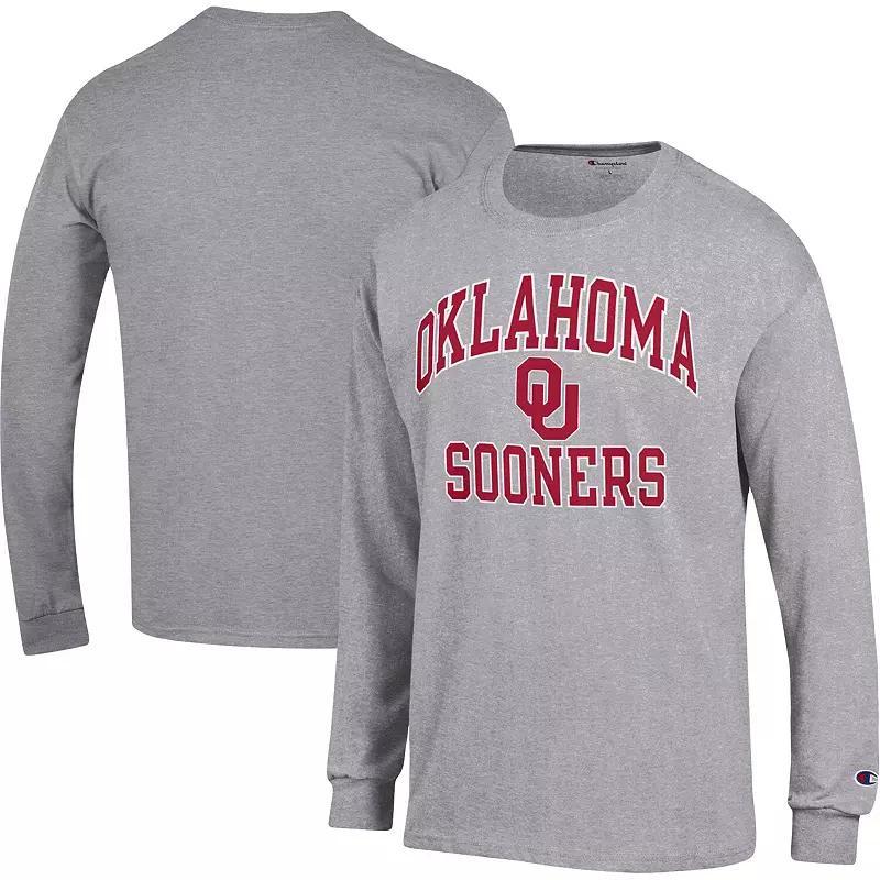 Men's Champion Heather Gray Oklahoma Sooners High Motor Long Sleeve T-Shirt, Size: Large, Grey Product Image