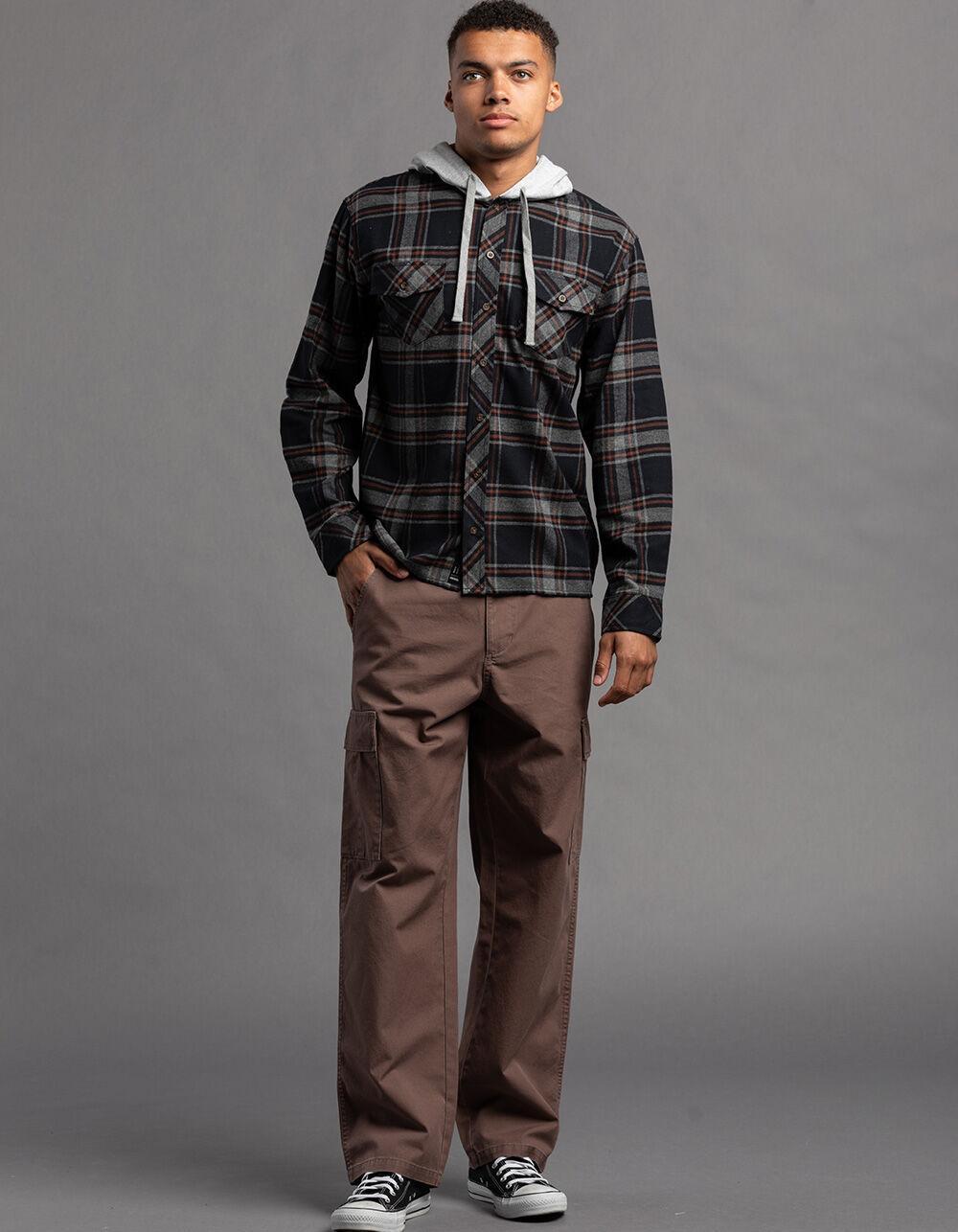 RSQ Mens Plaid Hooded Flannel - BLK/GRY Product Image