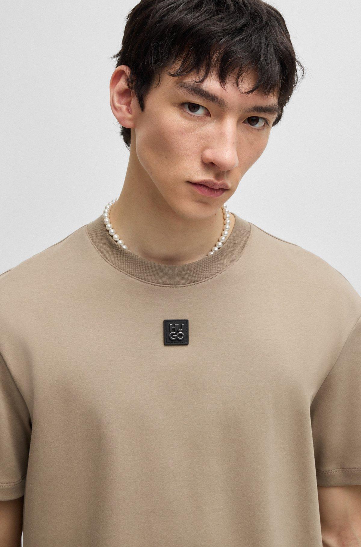 Interlock-cotton regular-fit T-shirt with stacked logo Product Image