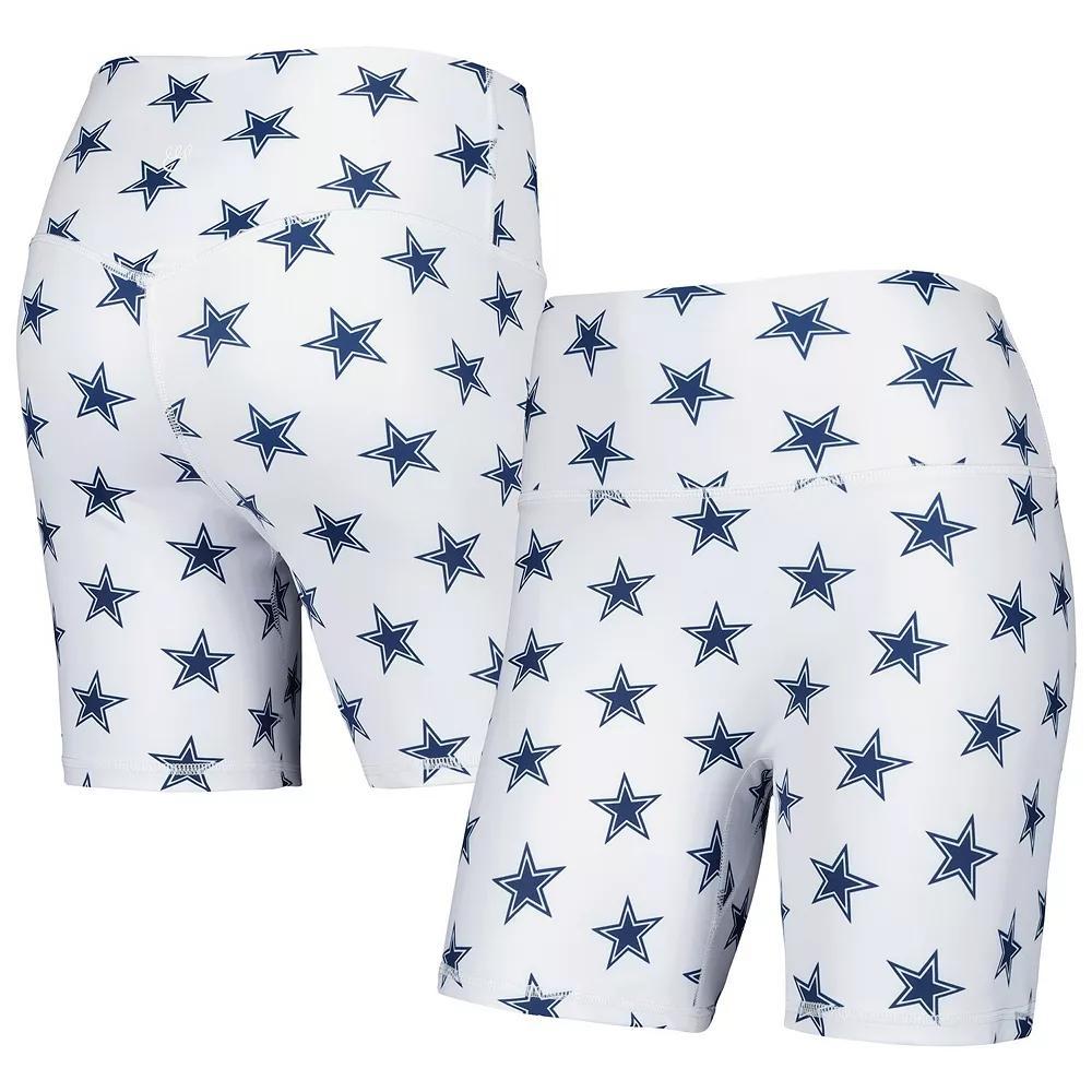 Women's White Dallas Cowboys Allover Print Biker Shorts, Size: 2XL Product Image