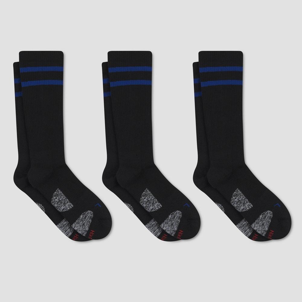 Hanes Premium Men's Compression Crew Socks 3pk Blue 6-12: Arch Support, Moisture Wicking, Breathable Product Image