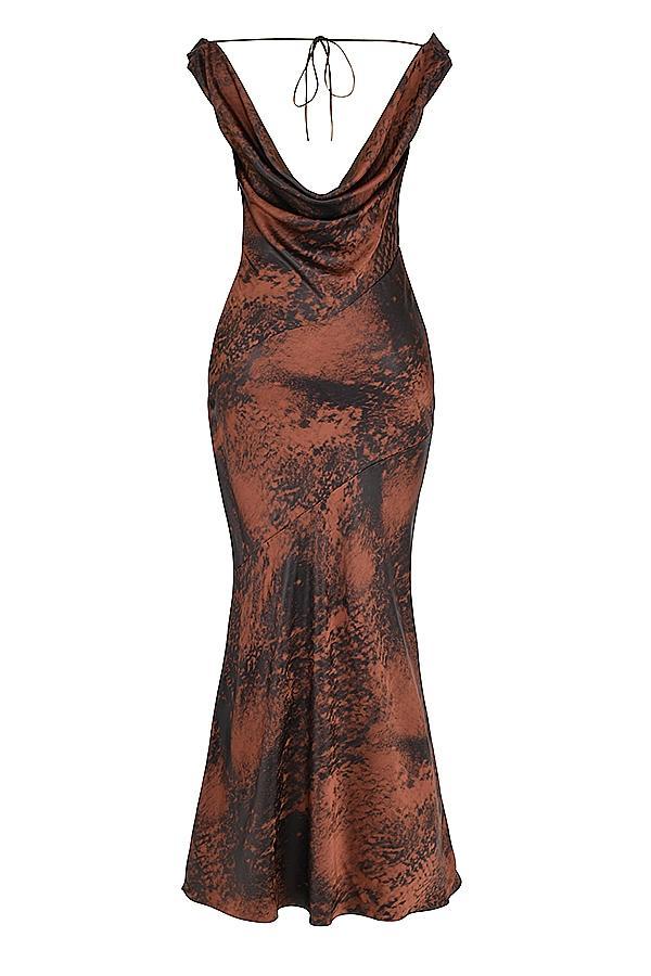 Alaina Antique Copper Bias Cut Maxi Dress Product Image