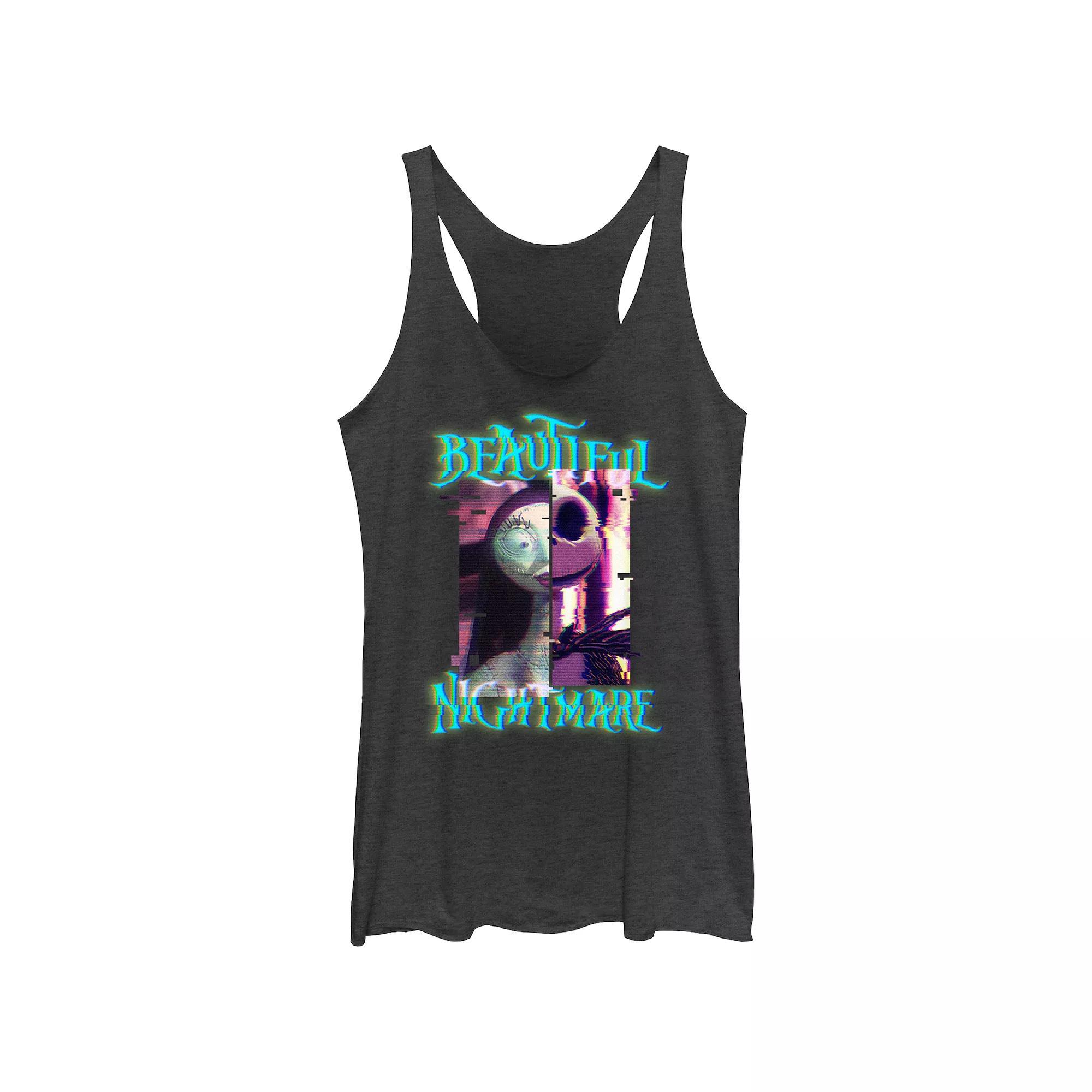 Disney's The Nightmare Before Christmas Ghostlike Charm Juniors' Racerback Tank Top, Girl's, Size: Medium, Black Grey Product Image
