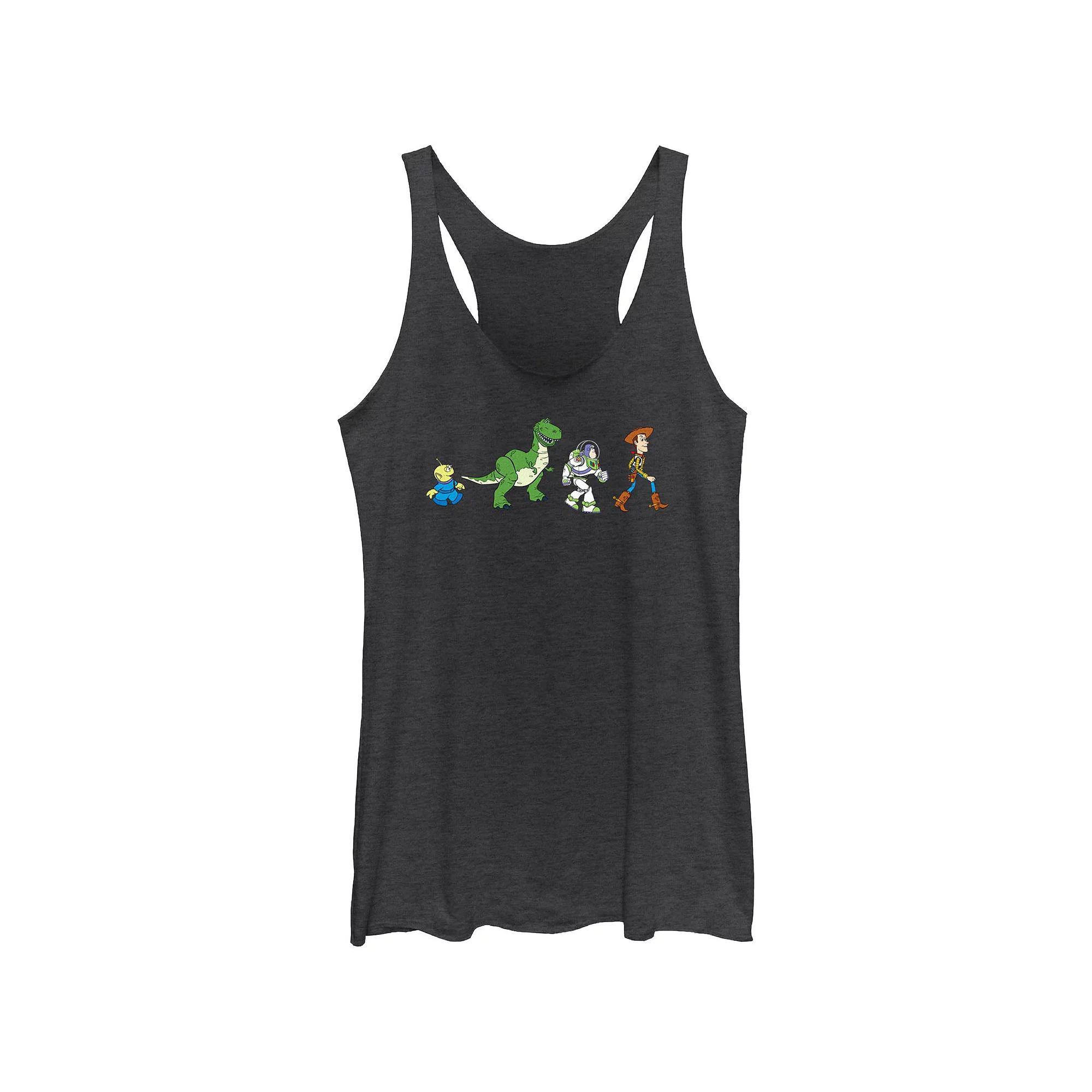 Disney's Lilo & Stitch Women's Ohana Means Family Stitch Crest Tri-Blend Racerback Tank Top, Girl's, Size: Medium, Black Grey Product Image