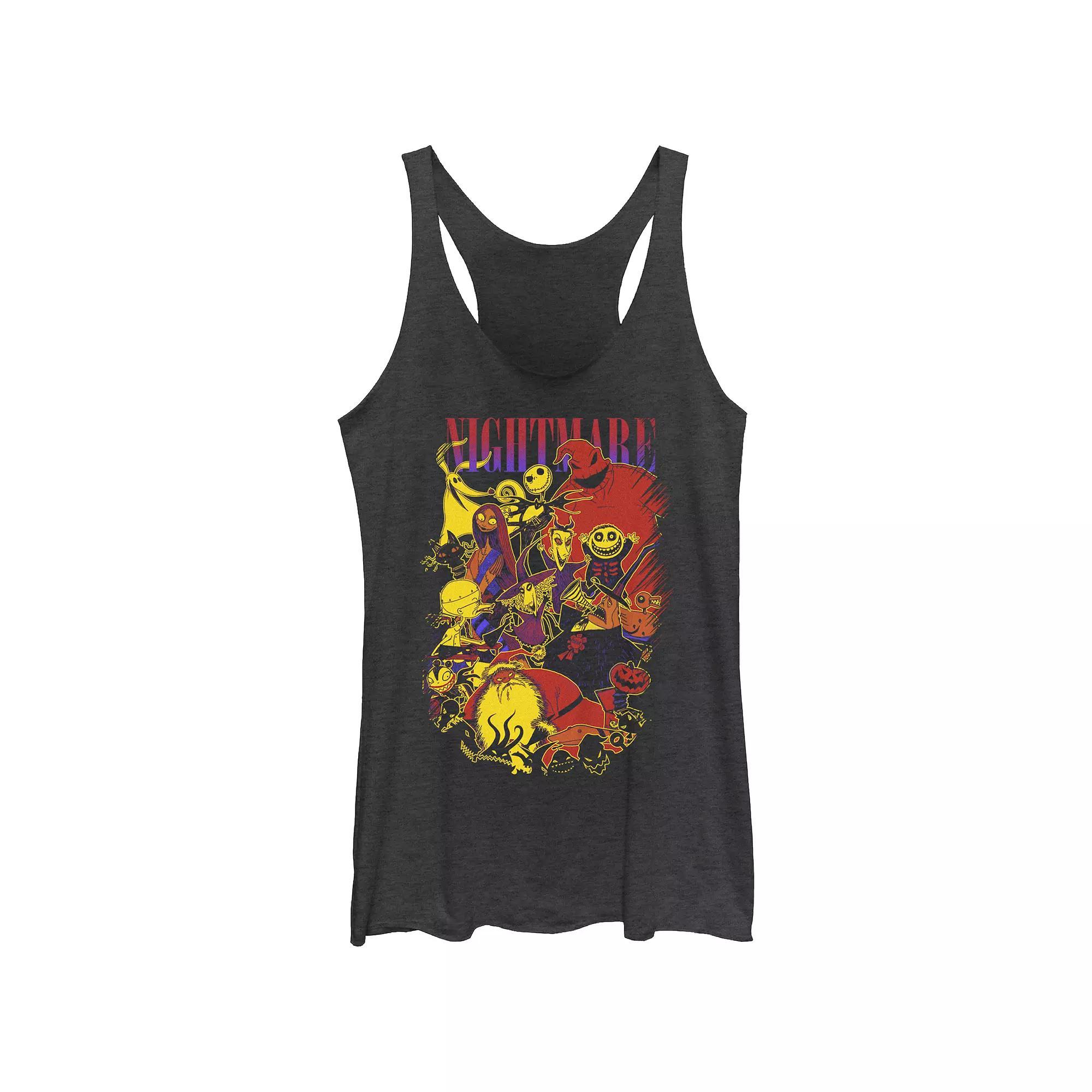 Disney's The Nightmare Before Christmas Characters Collage Juniors' Racerback Tank Top, Girl's, Size: Medium, Black Grey Product Image