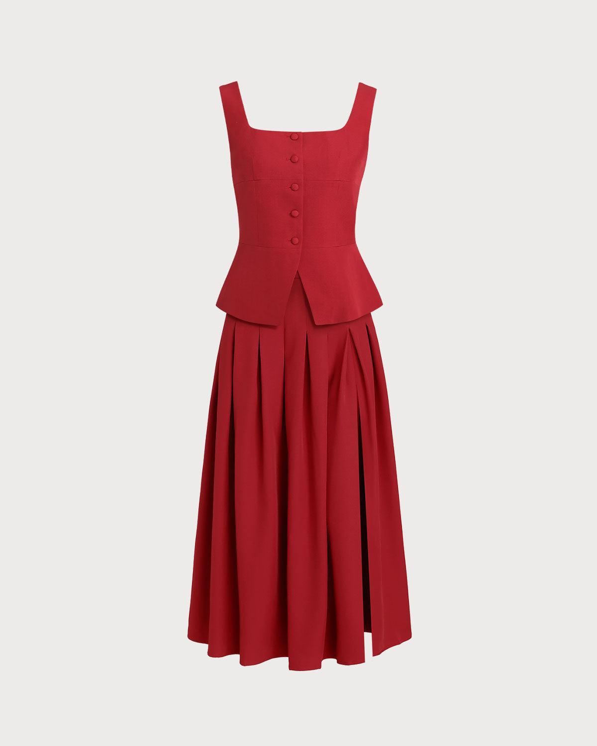 Red Skirt Two Piece Set Product Image
