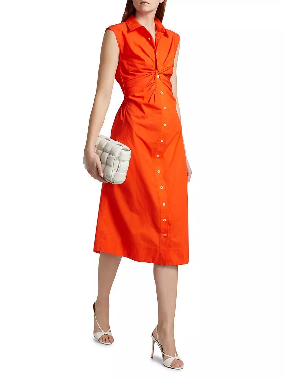 Mihal Sleeveless Cotton Twist-Front Shirtdress Product Image