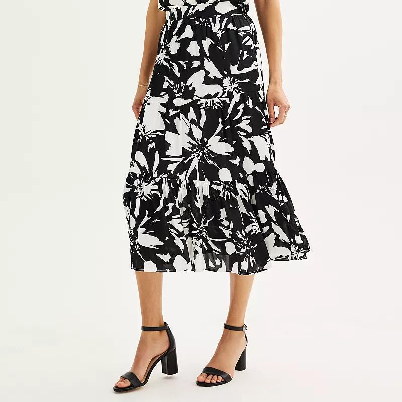 Women's Nine West Tiered Midi Skirt, Size: XS, Blue Oleander Product Image