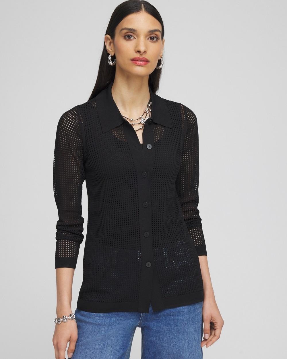 Pointelle Collared Cardigan Product Image