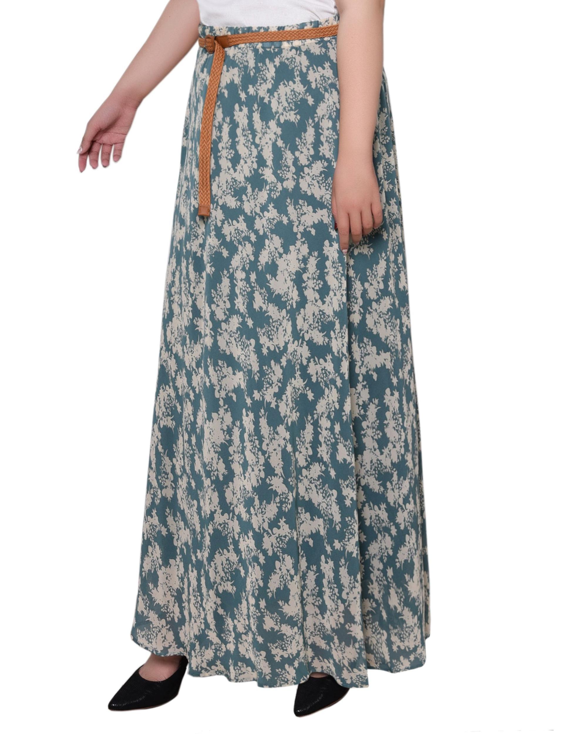 Sage Ivory Floral Chiffon Maxi Skirt - Plus Product Image