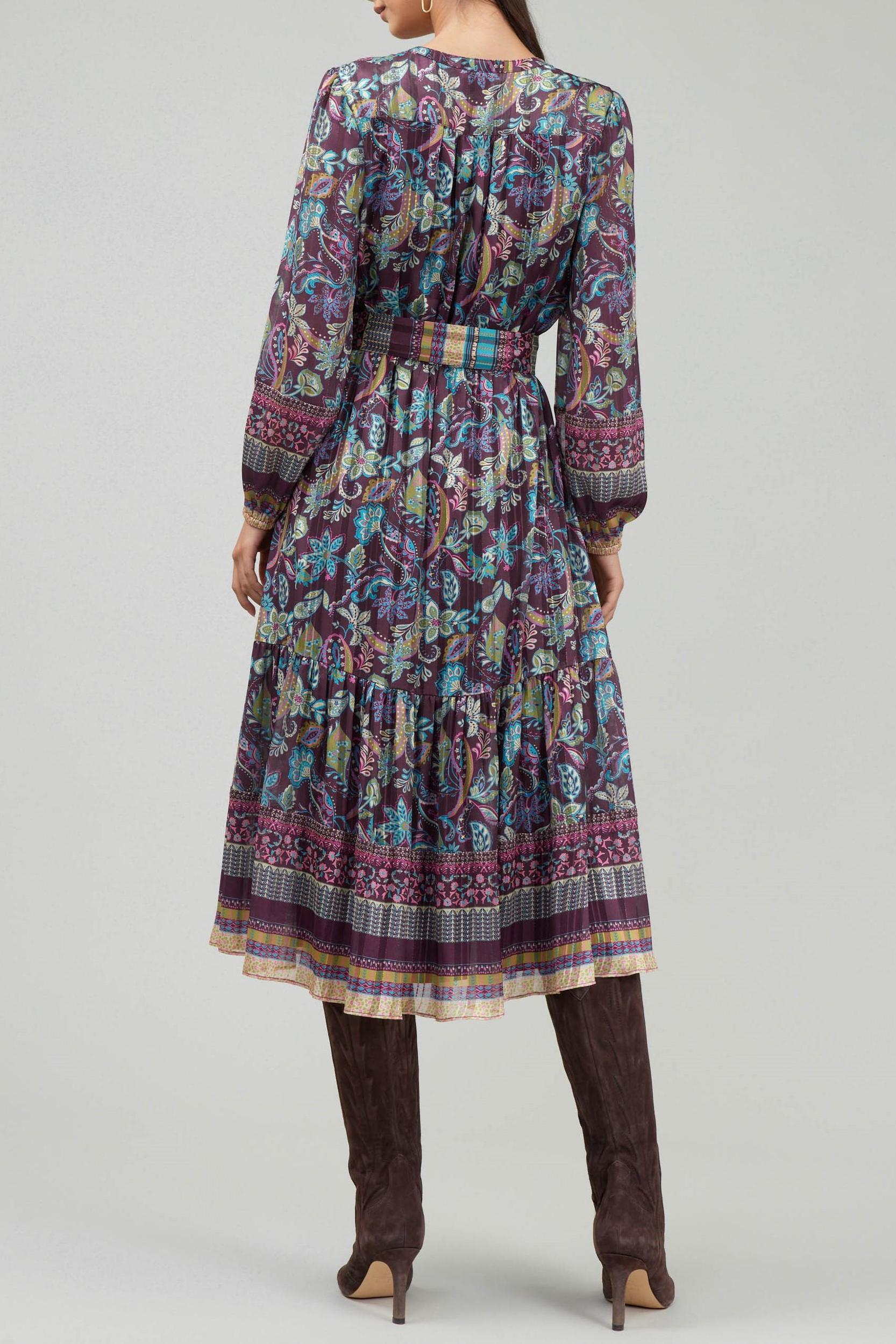 Belted Print Midi Dress Product Image