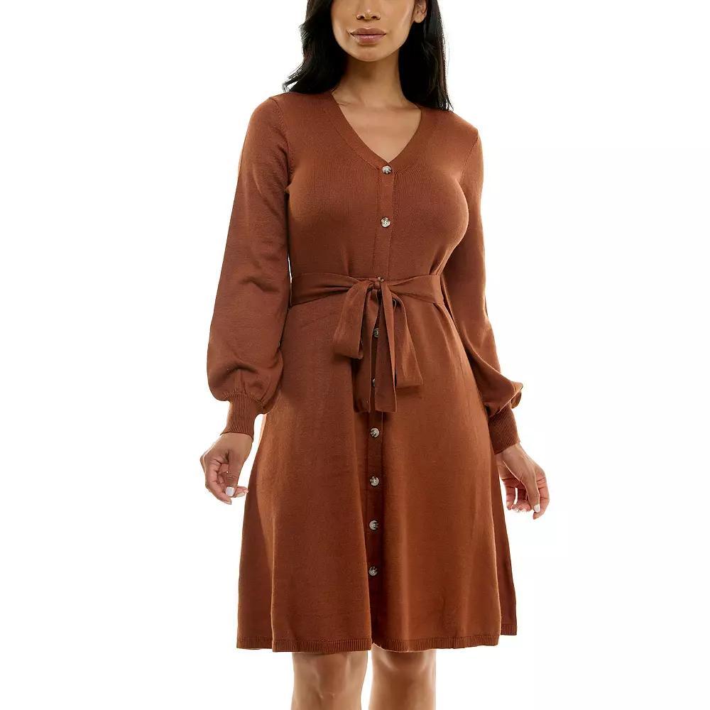 Women's Nina Leonard Balloon Sleeve Midi Sweater Dress, Size: XL, Deep Red Product Image
