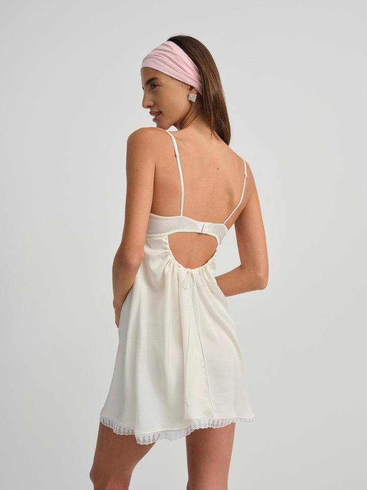 Evie Floral Slip Dress — White Product Image