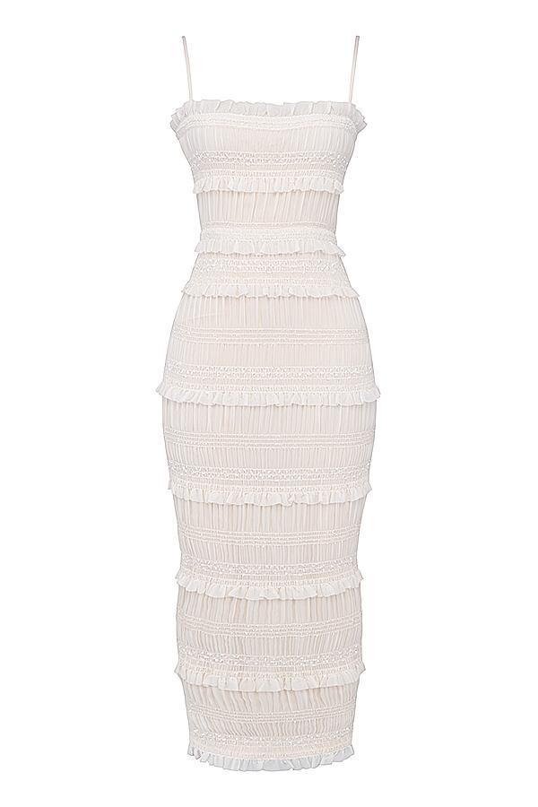 Solana Ivory Sequin Pleat Maxi Dress Product Image