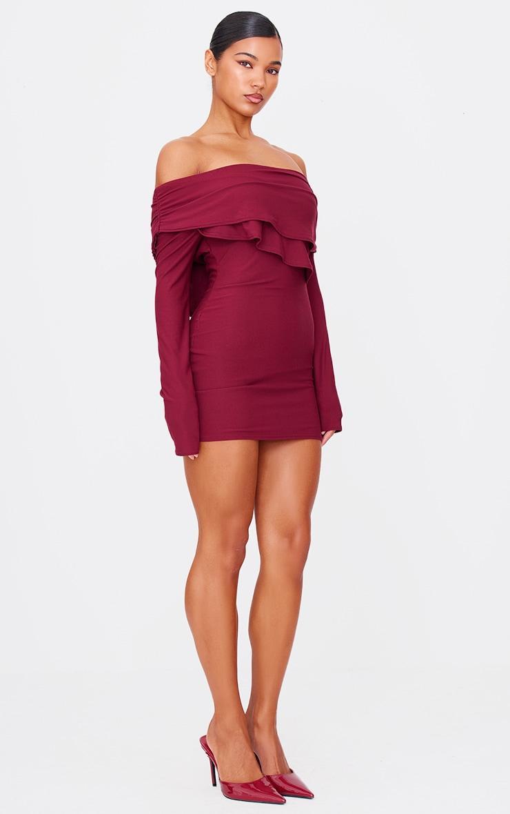 Burgundy Soft Touch Long Sleeve Mini Dress Product Image