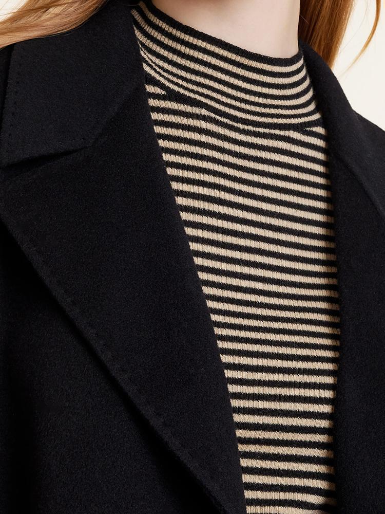 Wool And Cashmere Double-Faced Notched Lapel Women Coat Product Image