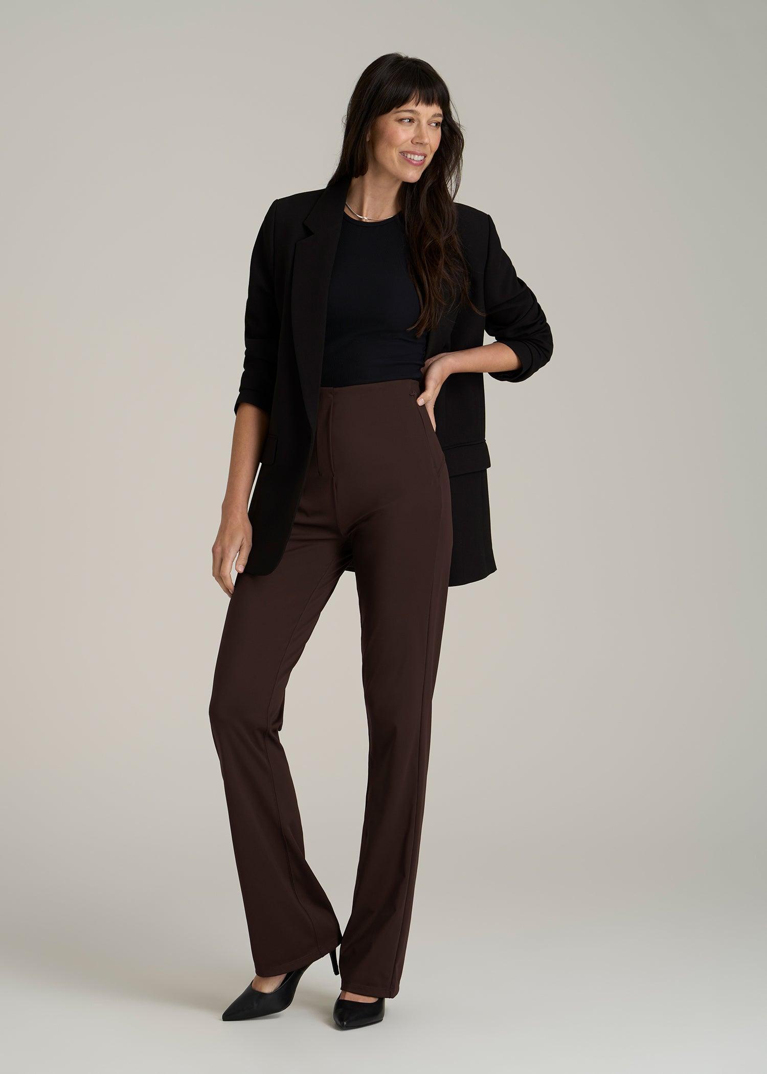 High Rise Pull On Mini Flare Pant for Tall Women in Espresso Product Image
