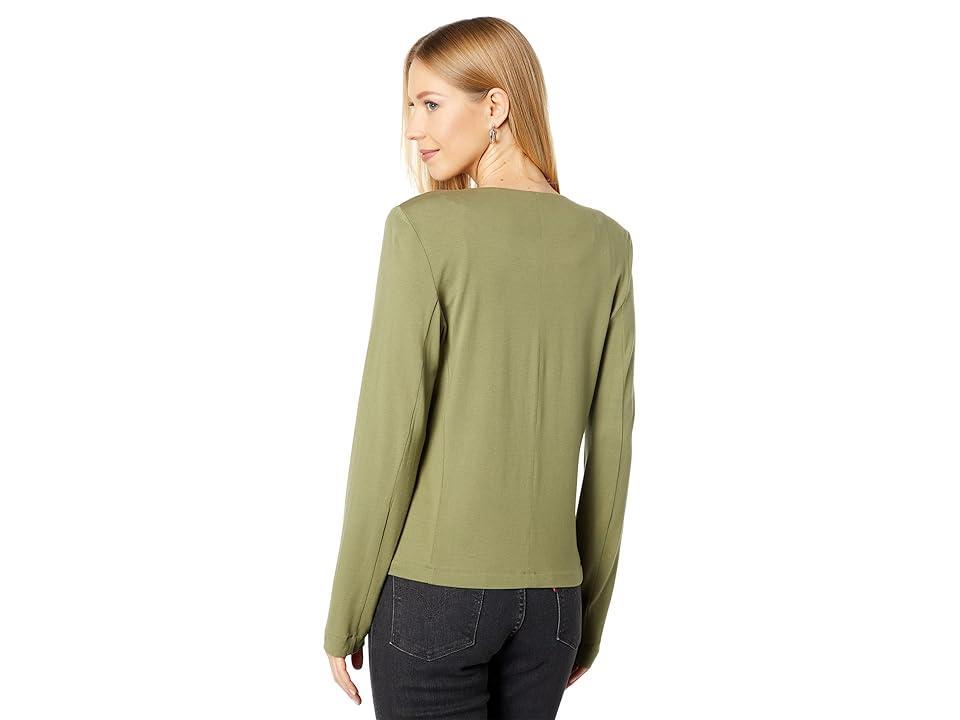 Majestic Filatures Soft Touch Open Cardigan Jacket (Kaki) Women's Clothing Product Image