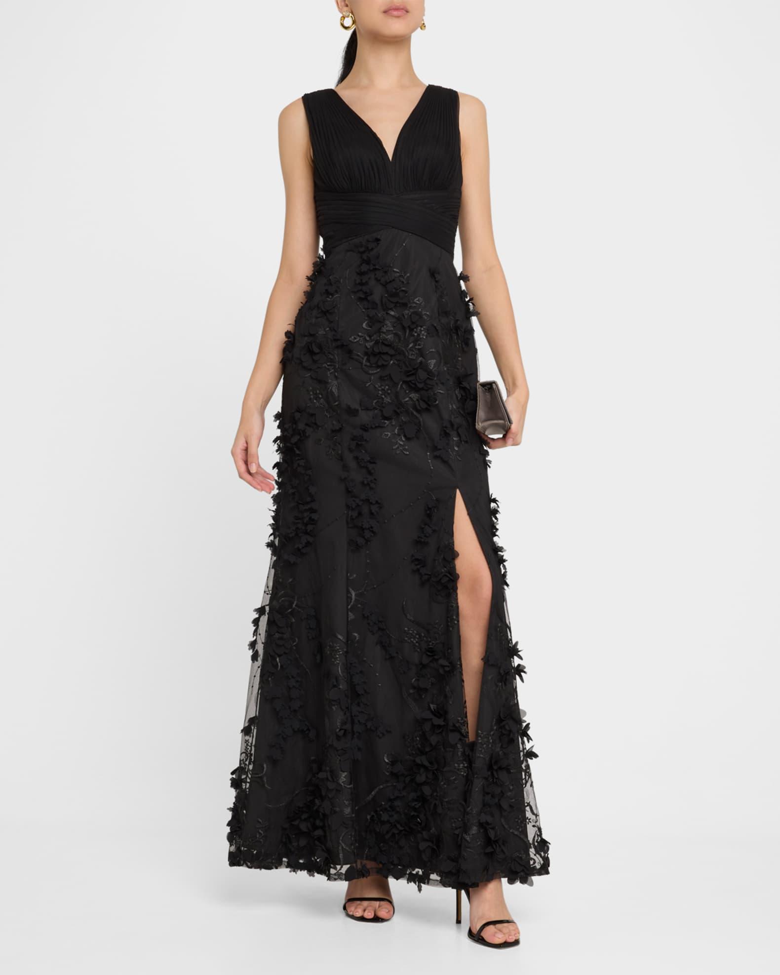 Embroidered Floral Applique Gown Product Image