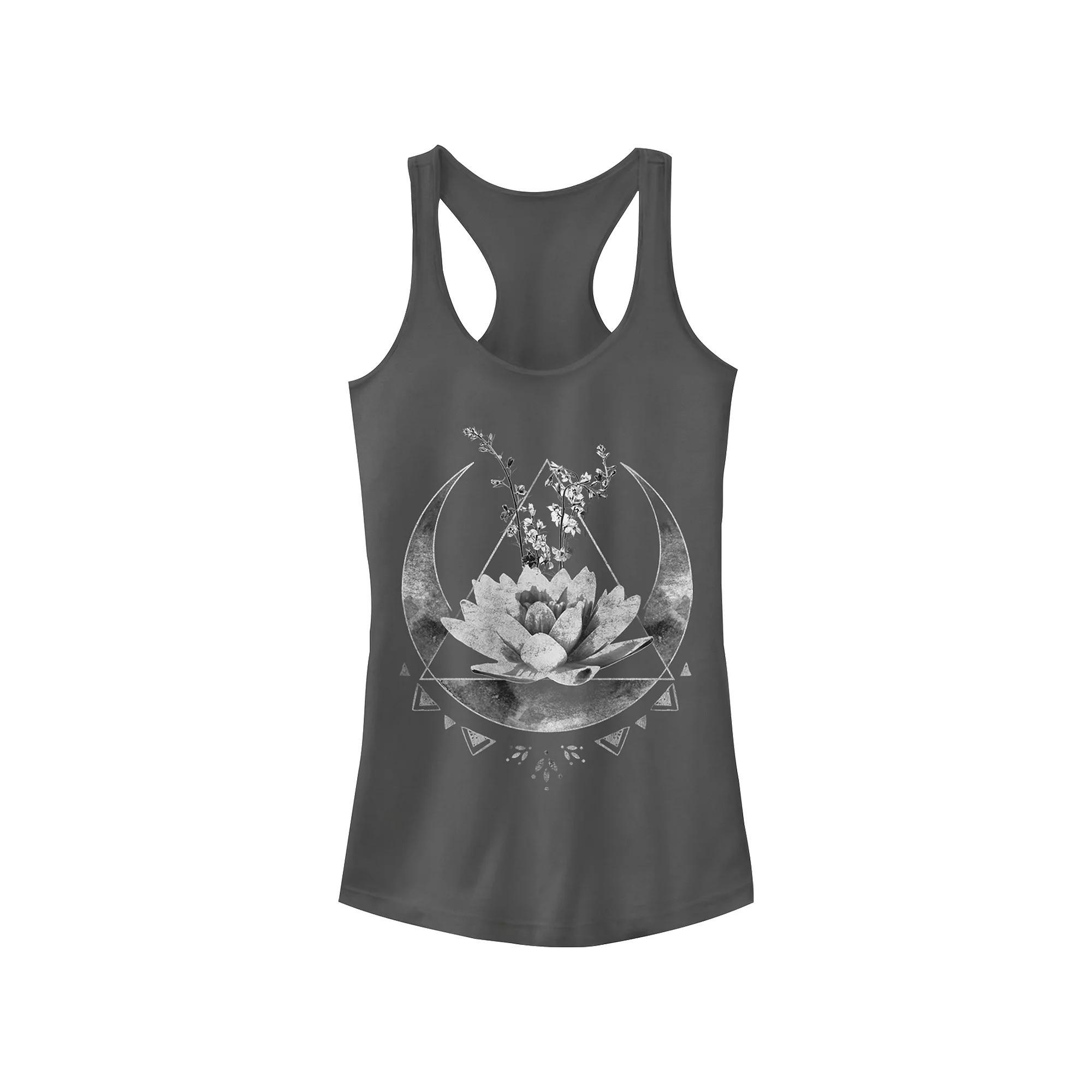 Juniors' Lotus Flower Crescent Moon Tank Top, Girl's, Size: XS, Grey Product Image