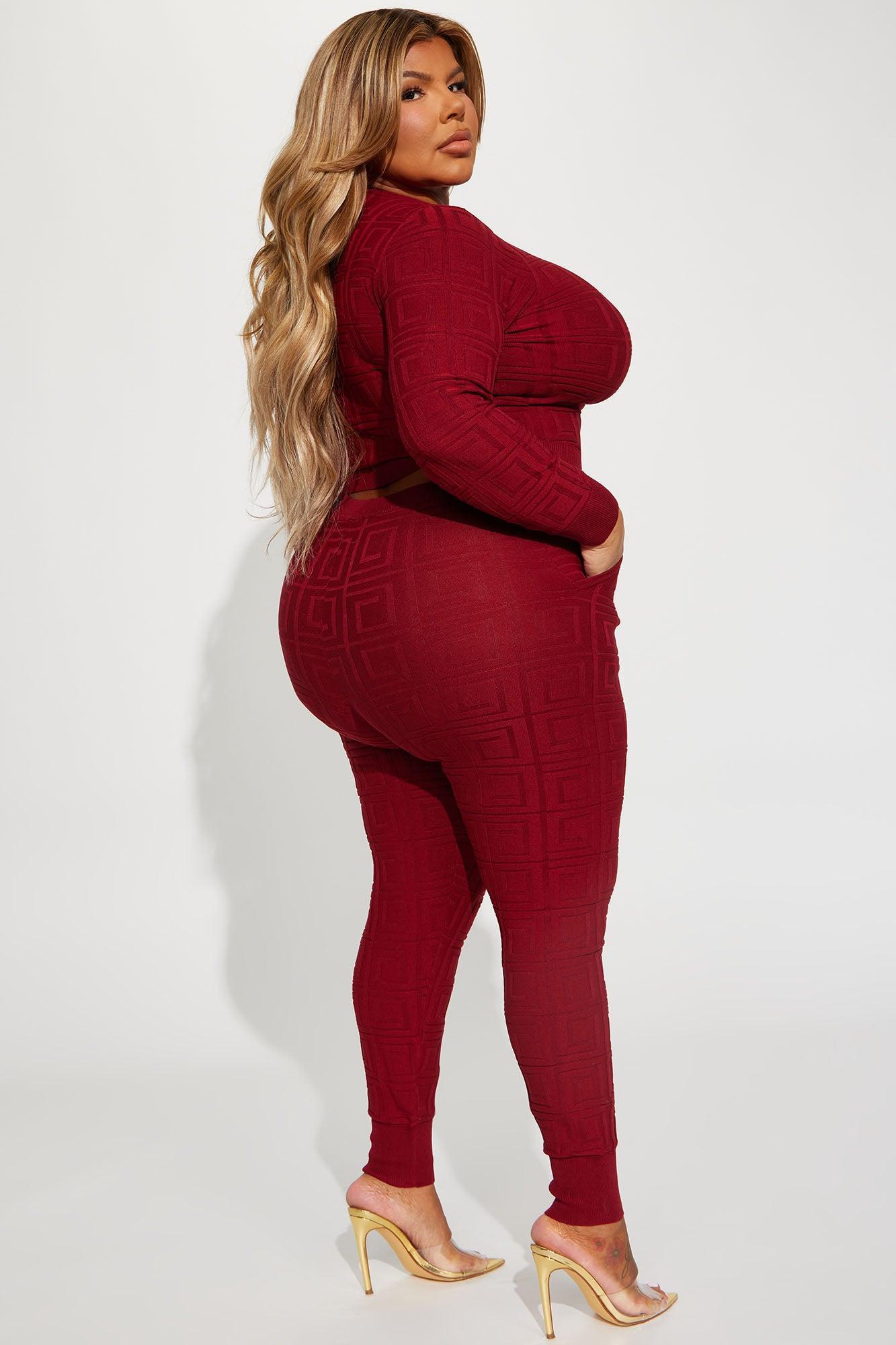 Never Complaining Sweater Legging Set - Burgundy Female Product Image