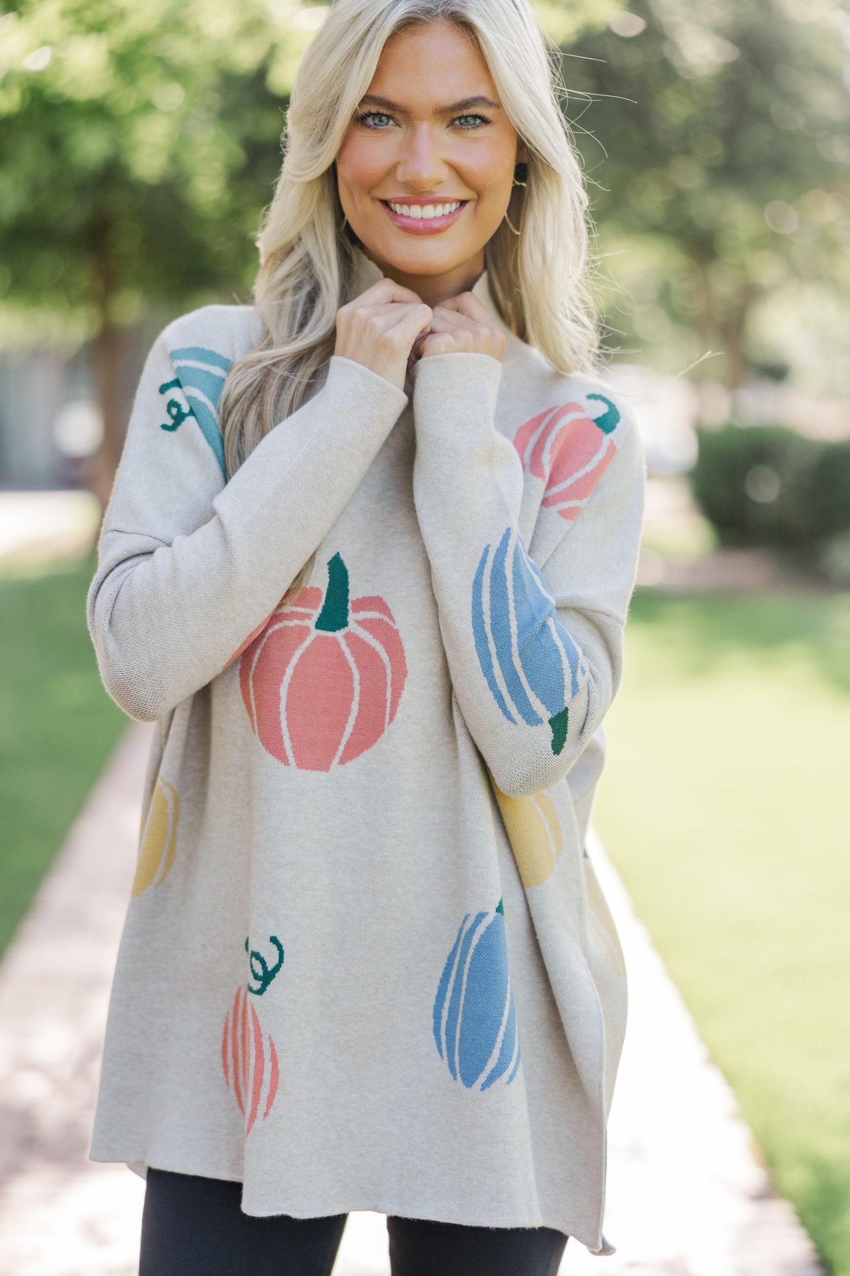 Quick Decisions Oatmeal Gourd Sweater Female Product Image