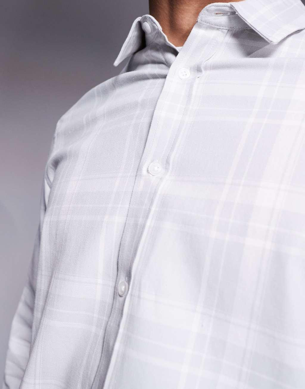 ASOS DESIGN boxy shirt in gray check Product Image