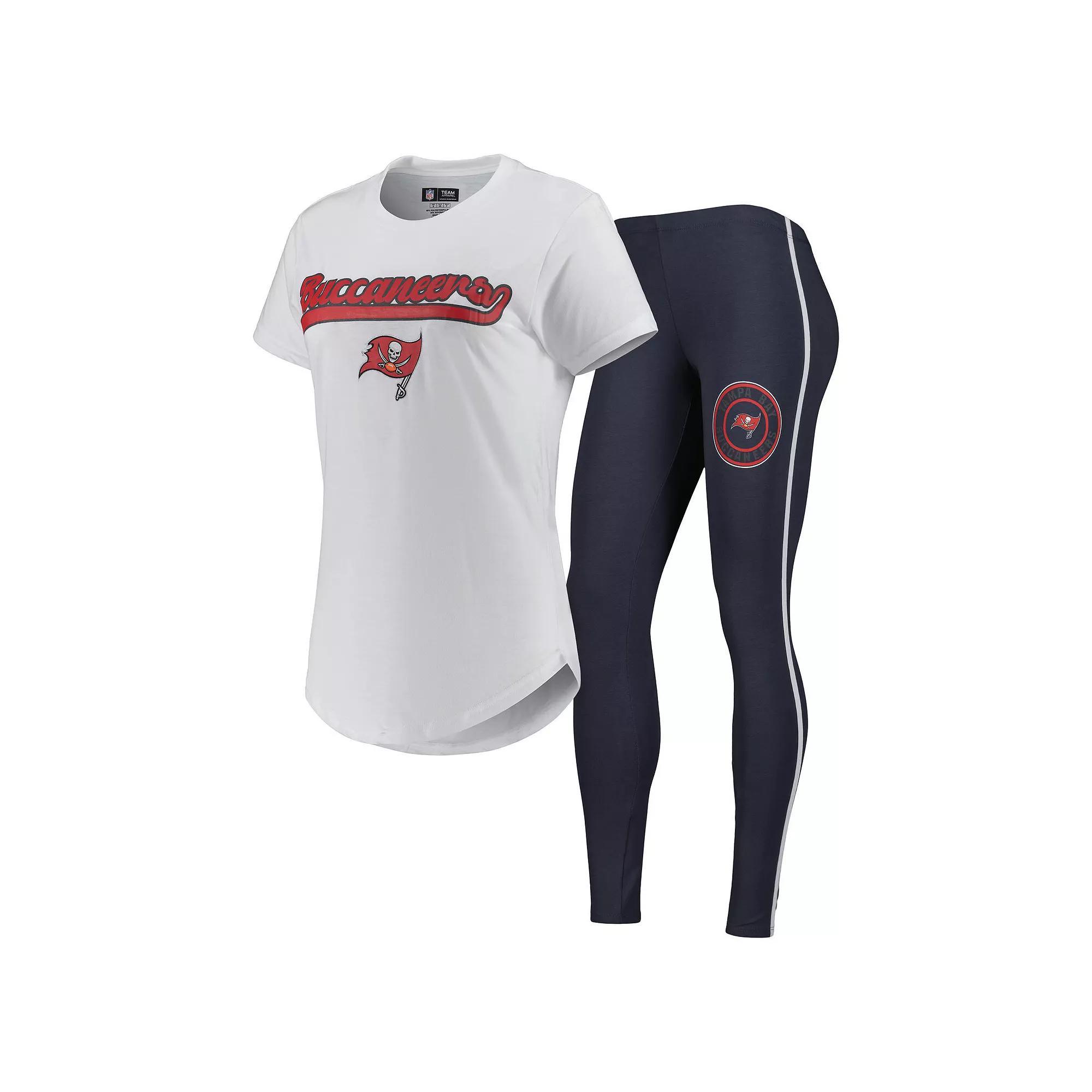 Women's Concepts Sport White/Charcoal Tampa Bay Buccaneers Sonata T-Shirt & Leggings Sleep Set, Size: 2XL Product Image