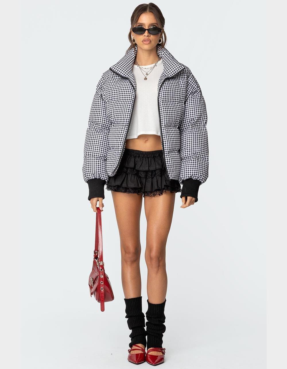 EDIKTED Oversized Gingham Puffer Product Image
