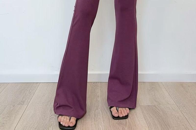 High Rise Plain Flared Pants Product Image