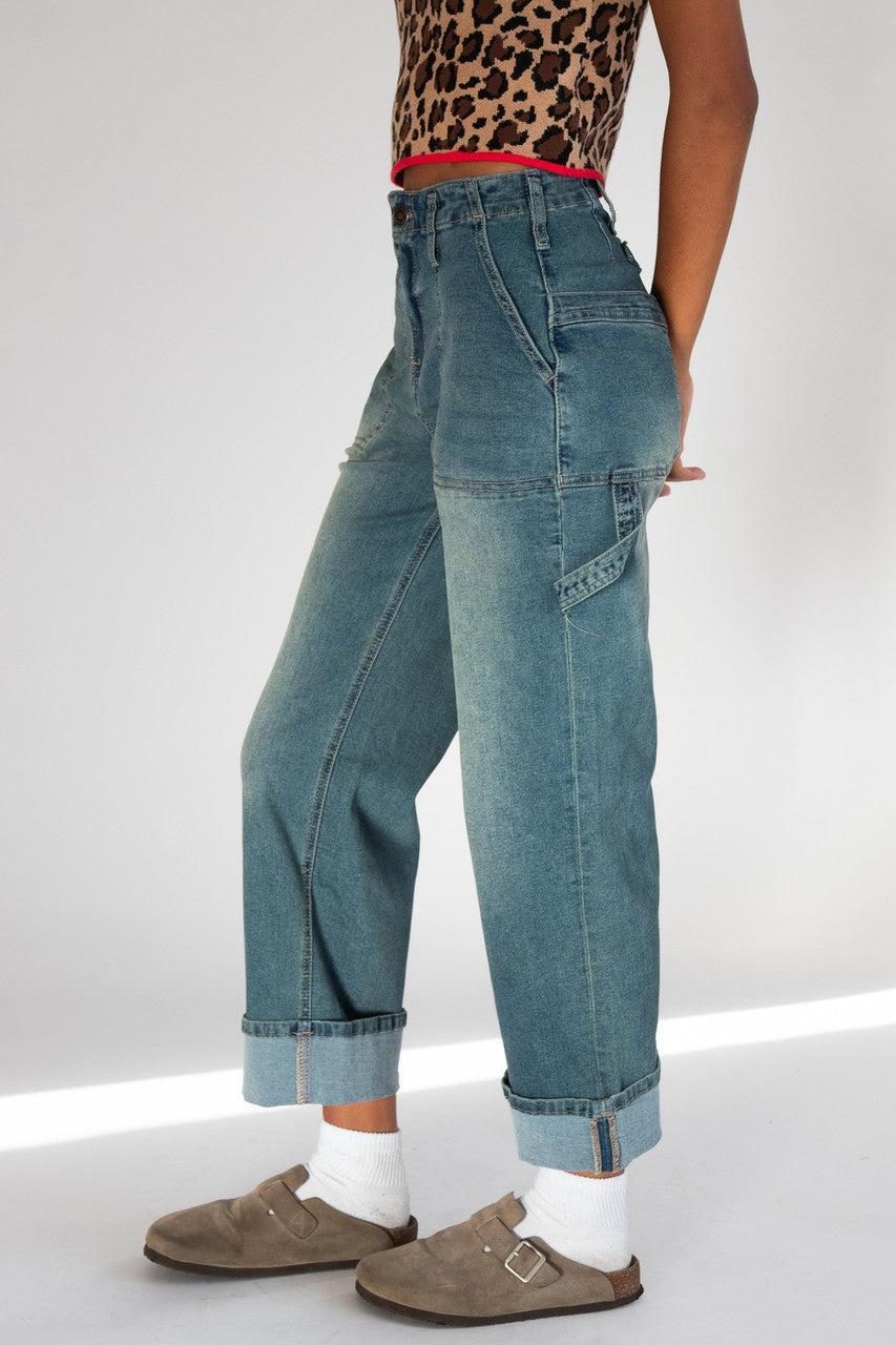 Cuffed Buckle Back Carpenter Jeans Product Image