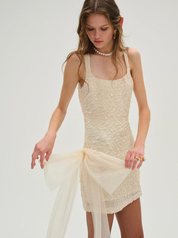 Frosted Organza Mini Dress — Ivory Product Image