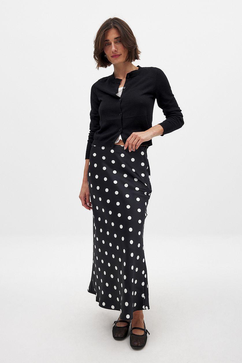 Satin Dot Print Maxi Skirt Product Image