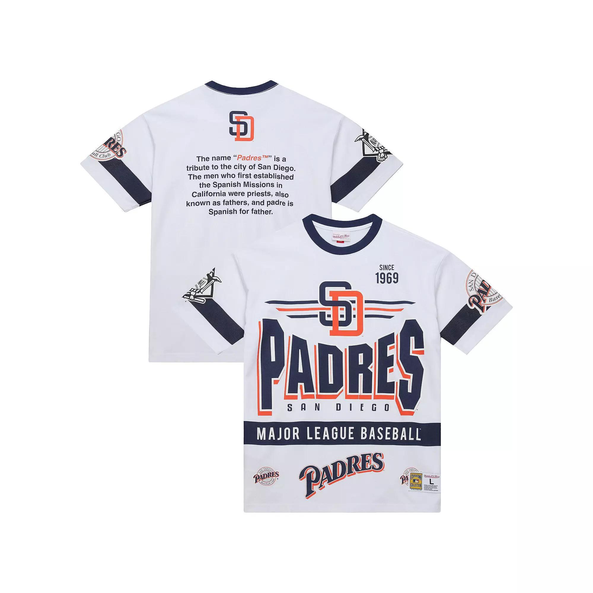 Men's Mitchell & Ness White San Diego Padres Cooperstown Collection Team Origins Premium T-Shirt, Size: Large Product Image