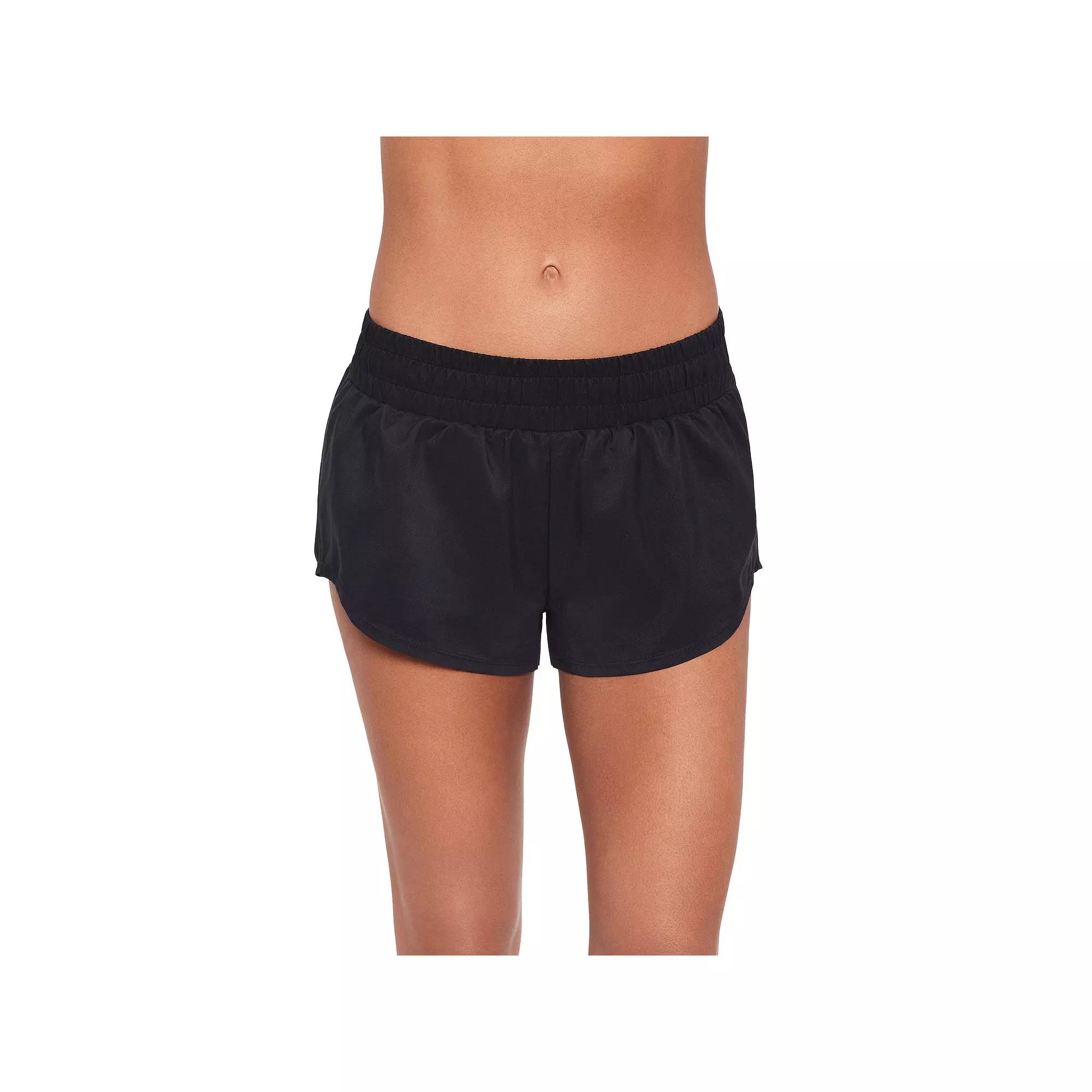 Women's Eco Beach Shirred Swim Shorts, Size: Small, Black Product Image