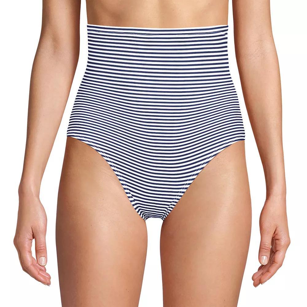Women's Lands' End Slender Suit Ultra High Waisted Bikini Bottoms, Size: 6, Blue Mini Stripe Product Image