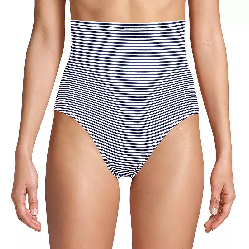 Women's Lands' End Slender Suit Ultra High Waisted Bikini Bottoms, Size: 6, Blue Mini Stripe Product Image