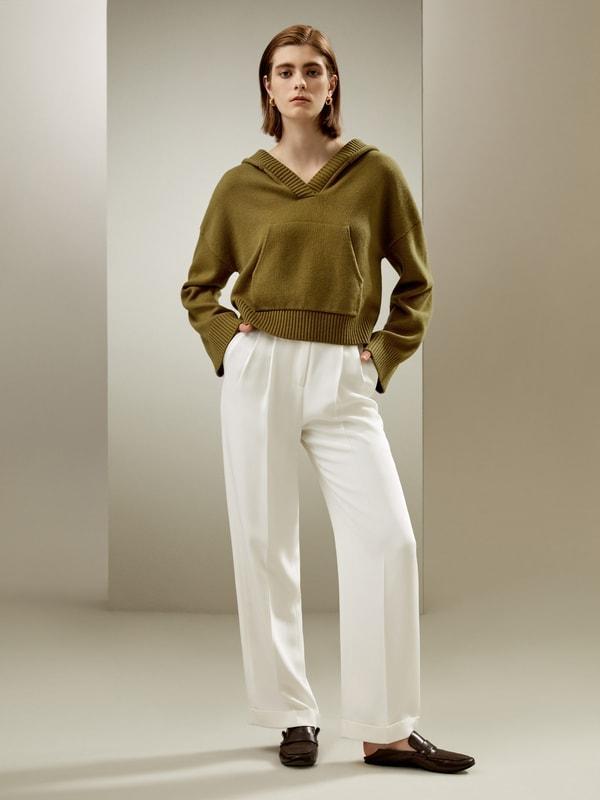 Cropped Wool-Cashmere Blend Hoodie Product Image